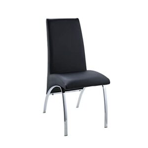 acme pervis side chair (set-2) - 71112 - black pu & chrome