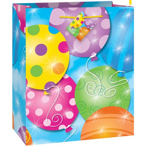 Unique Twinkle Balloons Paper Gift Bag, 9" x 7", Multicolor