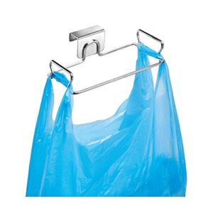 idesign classico metal over the cabinet plastic bag holder for kitchen, pantry, bathroom, dorm room, office, 5.5" x 6.5" x 2", chrome