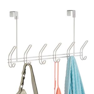 idesign classico metal over the door organizer, 6-hook rack for coats, hats, robes, towels, jackets, purses, bedroom, closet, and bathroom, 18.25" x 5" x 10.75", pearl white