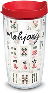 tervis plastic mahjong game made in usa double walled insulated tumbler travel cup keeps drinks cold & hot, 16oz, clear