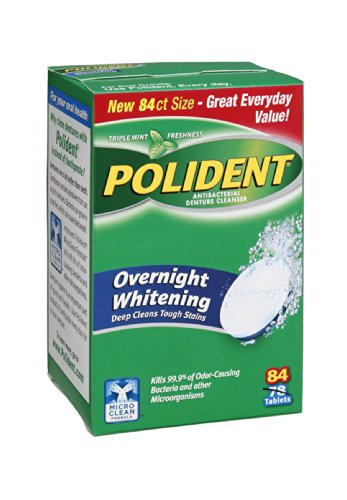 Polident Overnight Whitening Triple Mint Freshness Denture Cleaner Tablets - 84 CT