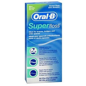 oral-b super floss mint dental floss pre-cut strands 50 ea (pack of 18)