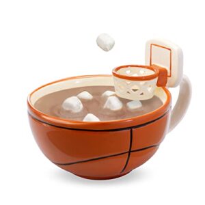 max'is creations | the mug with a hoop| coffee & hot chocolate mug, cereal, soup bowl cup | novelty gift basketball accessories for sports coaches, dad, mom, basketball gifts for boys 8-12 & girls