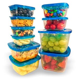 mr. lid premium attached storage containers | permanently attached plastic lid, never lose | space saving (10 piece set)