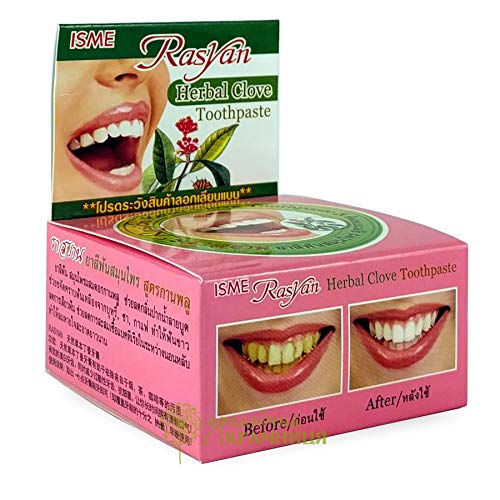 3 Pack X Rasyan Isme Herbal Clove Toothpaste Tooth Paste Anti Bacteria Bad Breath Decay 25g.