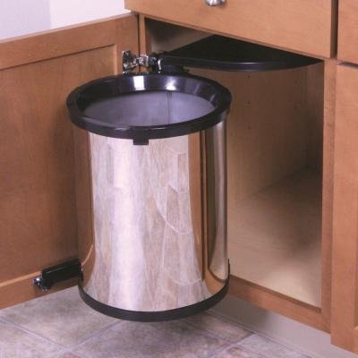 Real Solutions 21.5 in. H x 13.50 in. W x 13.5 in. D Chrome Plastic in-Cabinet Pivot Out Trash Can