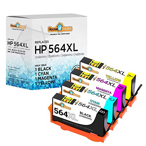 Houseoftoners Remanufactured Ink Cartridge Replacement for HP 564XL (1 Black, 1 Cyan, 1 Magenta, 1 Yellow, 4-Pack)