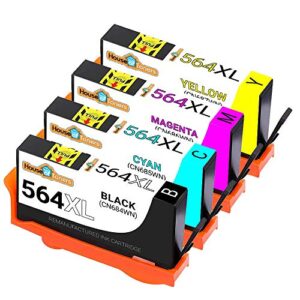 Houseoftoners Remanufactured Ink Cartridge Replacement for HP 564XL (1 Black, 1 Cyan, 1 Magenta, 1 Yellow, 4-Pack)