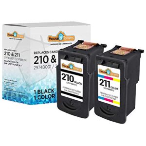 houseoftoners remanufactured ink cartridge replacement for canon pg-210 & cl-211 (1 black &1 color)