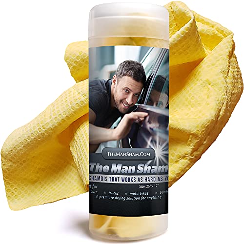 The Man Sham Chamois Cloth - 26" X 17" - Ultimate Car Shammy Cloth For Car Drying - Super Absorbent Shammy Towel for Fast Drying of Your Car, Truck or Boat - Scratch and Lint-Free for a Spotless Shine