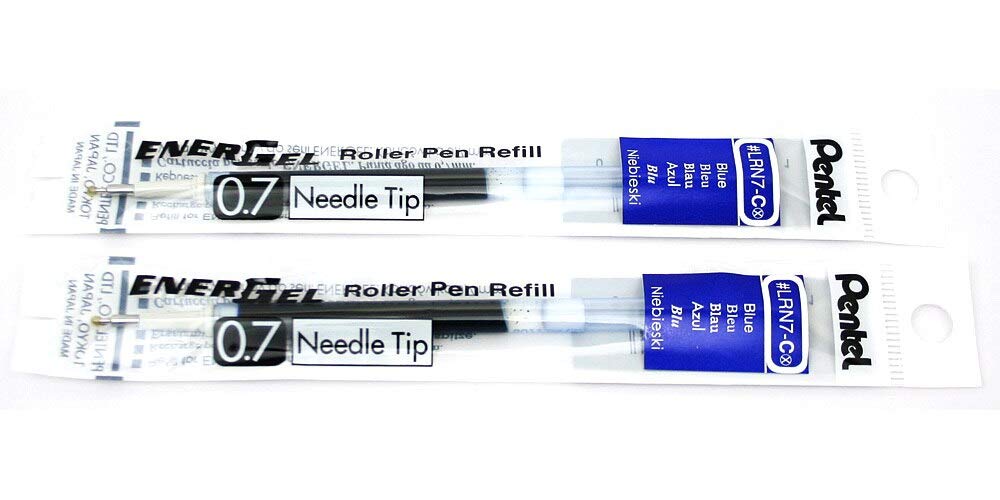 2 Pk Pentel LRN7-C EnerGel Refills, 0.7 mm Medium Needle Tip, Blue