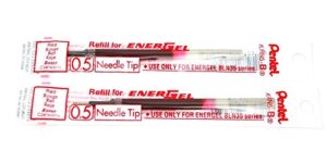 2 pk pentel lrn5-b energel refills, 0.5 mm fine needle tip, red