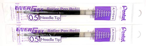 2 Pk Pentel LRN5-V EnerGel Refills, 0.5 mm Fine Needle Tip, Violet