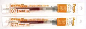 2 pk pentel lr7-f energel refills, 0.7 mm medium, orange