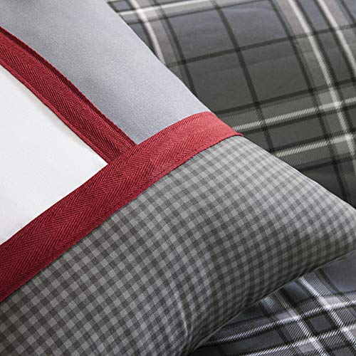 Intelligent Design Daryl 5 Piece Plaid All Seasons PrintComforter Set, Full/Queen, Grey - Ultra Soft Microfiber Teen Bedding