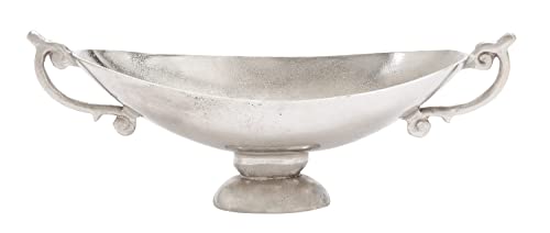 Deco 79 Aluminum Decorative Bowl with Handles, 22" x 8" x 9", Silver