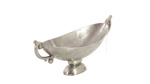 Deco 79 Aluminum Decorative Bowl with Handles, 22" x 8" x 9", Silver