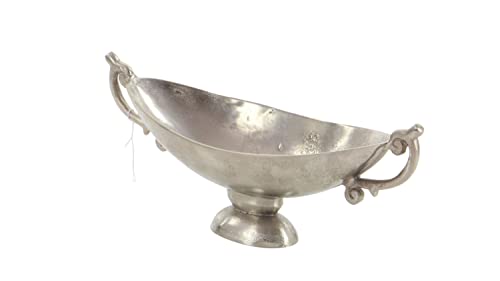 Deco 79 Aluminum Decorative Bowl with Handles, 22" x 8" x 9", Silver