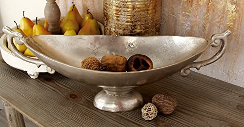 Deco 79 Aluminum Decorative Bowl with Handles, 22" x 8" x 9", Silver