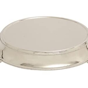 Deco 79 Traditional Stainless Steel Round Cake Stand, 18" x 18" x 4", Silver