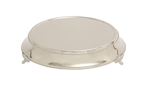 Deco 79 Traditional Stainless Steel Round Cake Stand, 18" x 18" x 4", Silver