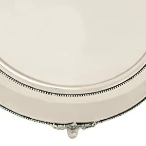 Deco 79 Traditional Stainless Steel Round Cake Stand, 18" x 18" x 4", Silver