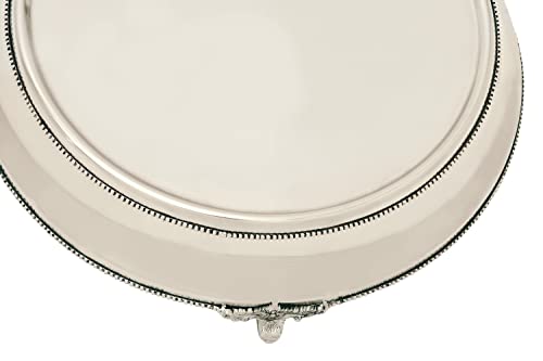 Deco 79 Traditional Stainless Steel Round Cake Stand, 18" x 18" x 4", Silver