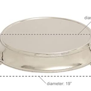 Deco 79 Traditional Stainless Steel Round Cake Stand, 18" x 18" x 4", Silver