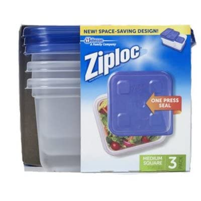 Ziploc Food Storage Meal Prep Containers Reusable for Kitchen Organization, Smart Snap Technology, Dishwasher Safe, Deep Square, 3 Count