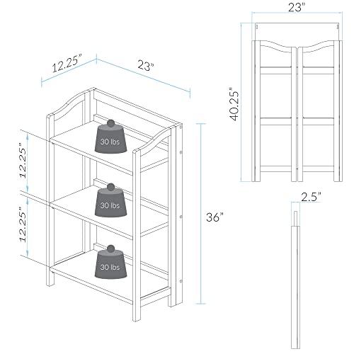 Casual Home Stratford 3-Shelf Folding Bookcase-Warm Brown