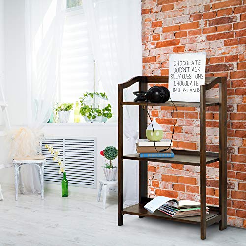 Casual Home Stratford 3-Shelf Folding Bookcase-Warm Brown