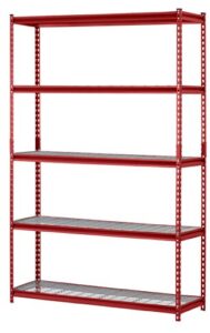 muscle rack ur184872-r 5-shelf steel shelving unit, 48" width x 72" height x 18" length, red