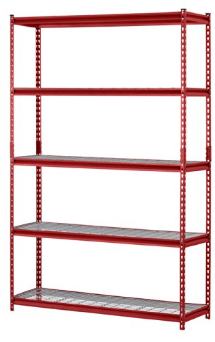 Muscle Rack UR184872-R 5-Shelf Steel Shelving Unit, 48" Width x 72" Height x 18" Length, Red