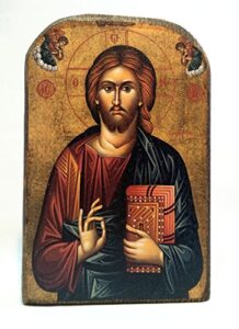 handmade wooden greek christian orthodox mount athos icon of jesus christ /mp2_5