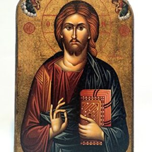 Handmade Wooden Greek Christian Orthodox Mount Athos Icon of Jesus Christ /Mp2_5