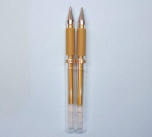 uni-ball signo broad um-153 gel ink pen, gold ink, 2 pens per pack (japan import) [komainu-dou original package]