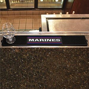 FANMATS 15716 U.S. Marines Drink Bar Mat - 3.25in. x 24in. - Durable Dish Drying Mat, Easy Clean, Counter Mat