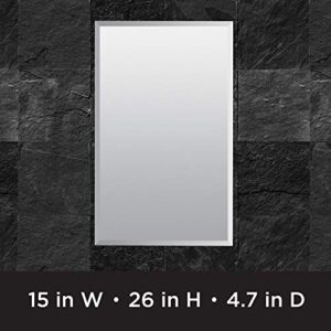 Zenith Aluminum Beveled Mirror Medicine Cabinet, 15 x 26 Inches, Frameless