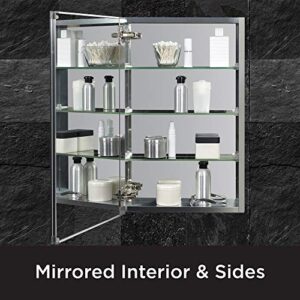 Zenith Aluminum Beveled Mirror Medicine Cabinet, 15 x 26 Inches, Frameless