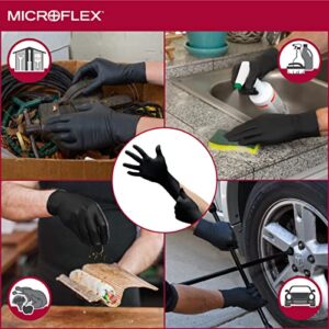 Microflex Onyx N64 Disposable Nitrile Exam Gloves for Automotive, Metal Fabrication w/Textured Fingertips - Medium, Black (Box of 100)