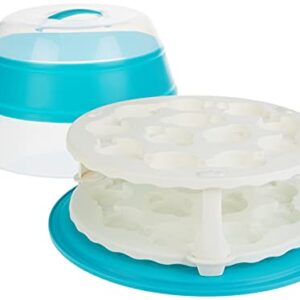 Prepworks by Progressive Collapsible Cupcake and Cake Carrier, 24 Cupcakes, 2 Layer, Easy to Transport Muffins, Cookies or Dessert to Parties - Teal - In Amazon Frustration Free