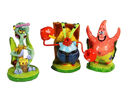 Penn-Plax Officially Licensed Spongebob 6 Piece Mini Aquarium Ornament Set – Great for Saltwater and Freshwater Tanks