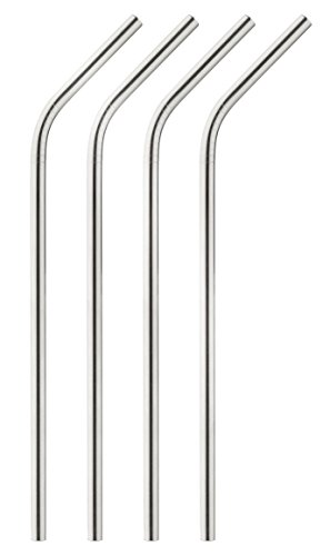 HIC Reusable Drinking Straws, Stainless Steel, Set of 4 with Cleaning Brush