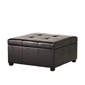 christopher knight home carlsbad bonded leather storage ottoman, espresso