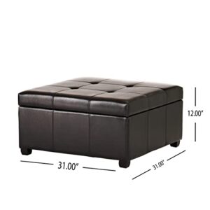 Christopher Knight Home Carlsbad Bonded Leather Storage Ottoman, Espresso