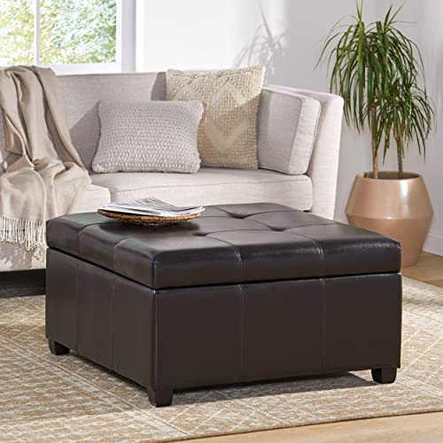 Christopher Knight Home Carlsbad Bonded Leather Storage Ottoman, Espresso