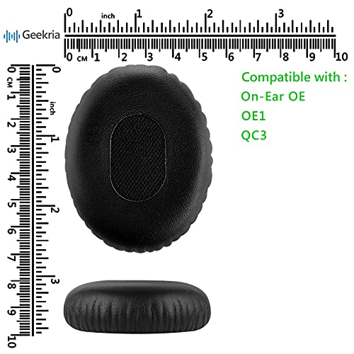 Geekria QuickFit Replacement Ear Pads for Bose On-Ear OE, OE1 Headphones Ear Cushions, Headset Earpads, Ear Cups Cover Repair Parts (Black)