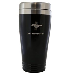 ford mustang tri-bar black stainless steel travel mug tumbler