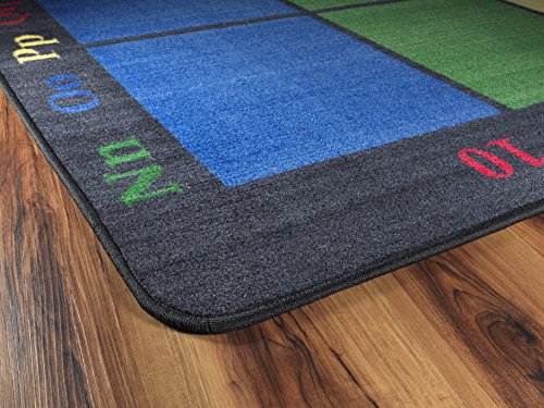 Flagship Carpets Learning Grid Colorful Numbers and Letters Kids Seating Area Rug for Classroom, Play Area Mat, Home Learning or Kids Room Carpet, 5'10" x 8'4", Seats 24